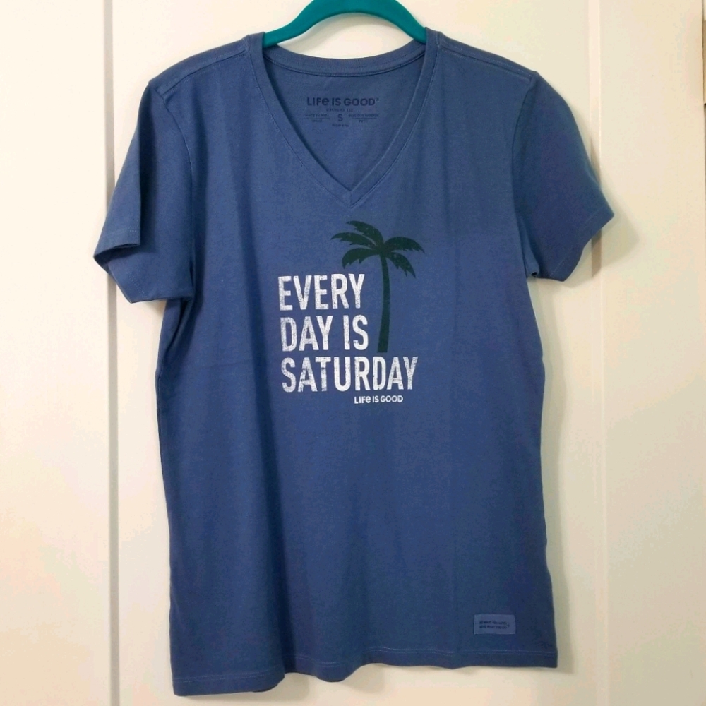 Life is Good T-shirt Small, Blue